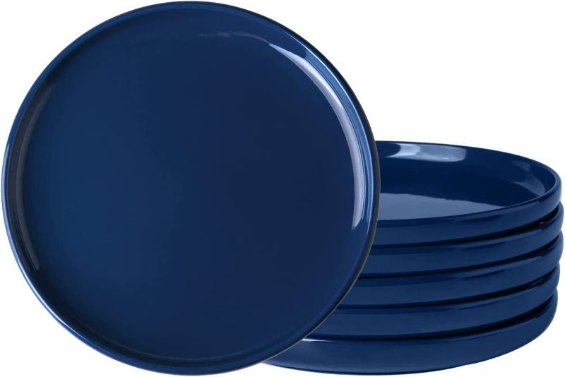 Photo 1 of AmorArc Ceramic Dinner Plates Set of 6,10.5 inch Stoneware plates for Kitchen, Dinnerware Dishes set- Microwave,Dishwasher Safe,Scratch Resistant-Navy Blue
