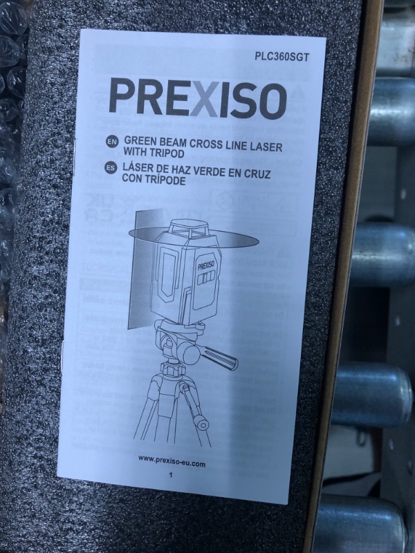 Photo 2 of PREXISO 360° Laser Level with Tripod, 100Ft Self Leveling Cross Line Laser Level with Green Glasses, Portable Bag, 4 AA Batteries - Green Horizontal Line for Construction, Tile, Home Renovation
