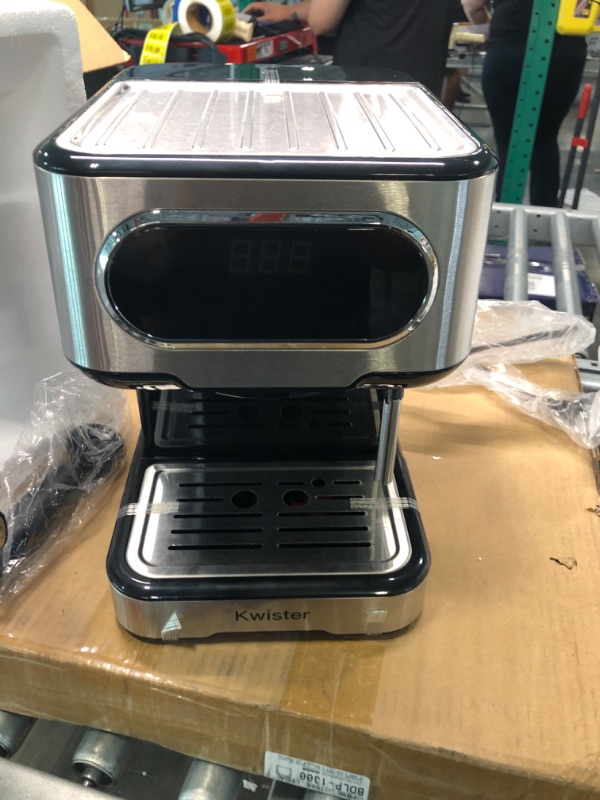 Photo 1 of Kwister Espresso Machine 15 Bar, Espresso and Cappuccino Machine with Milk Frother, Espresso Maker with Steamer, Digital Touch Screen Coffee Machine with 50 oz Water Tank Stainless steel Blk