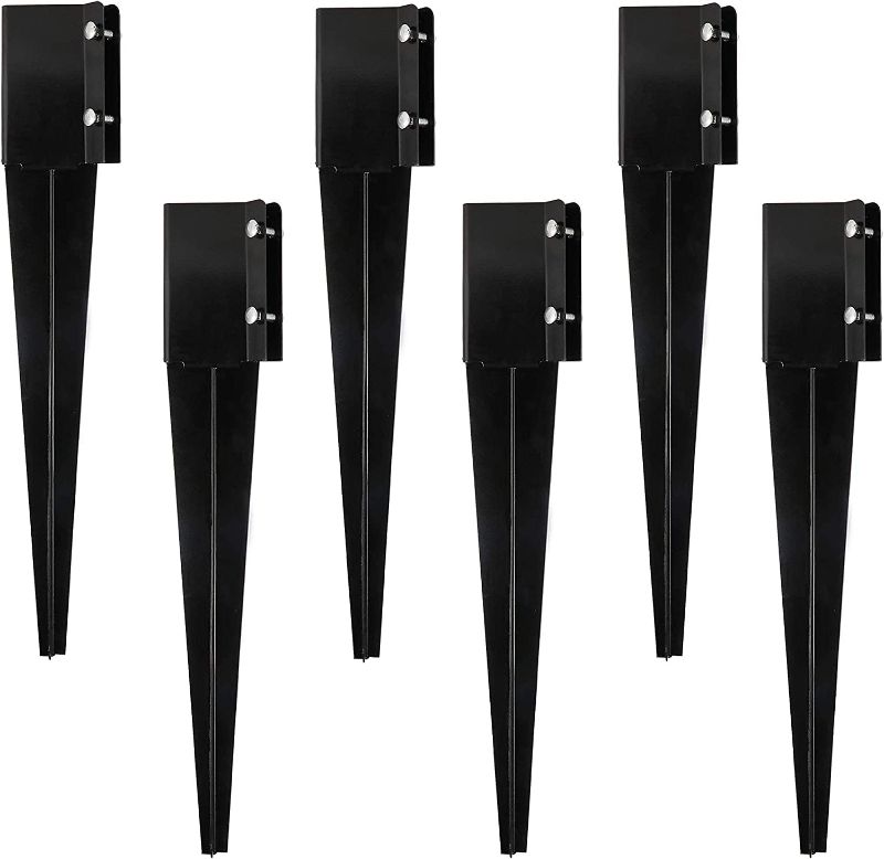 Photo 1 of Sekcen 6 Pcs Fence Post Anchor Ground Spike 4x4 Metal Post Stake 24 Inch for Mailbox Deck Railing
