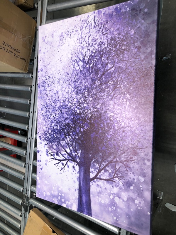 Photo 2 of RnnJoile Tree of Life Canvas Wall Art Purple Fantasy Tree Pictures for Modern Home Living Room Bedroom Office Wall Decor Stretched and Framed Ready to Hang 24"x36"