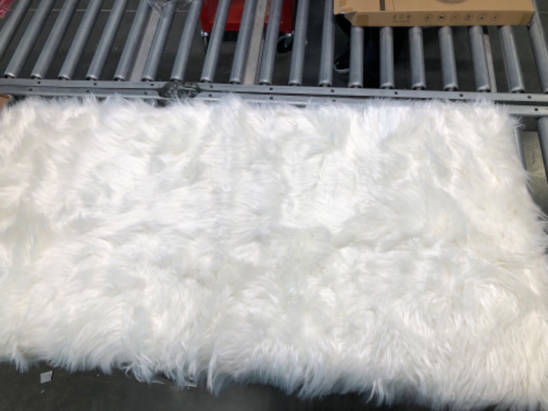 Photo 3 of Fuzzy Rug for Area Rug, 2x3 Ft Rectangle Small White Furry Rugs, 