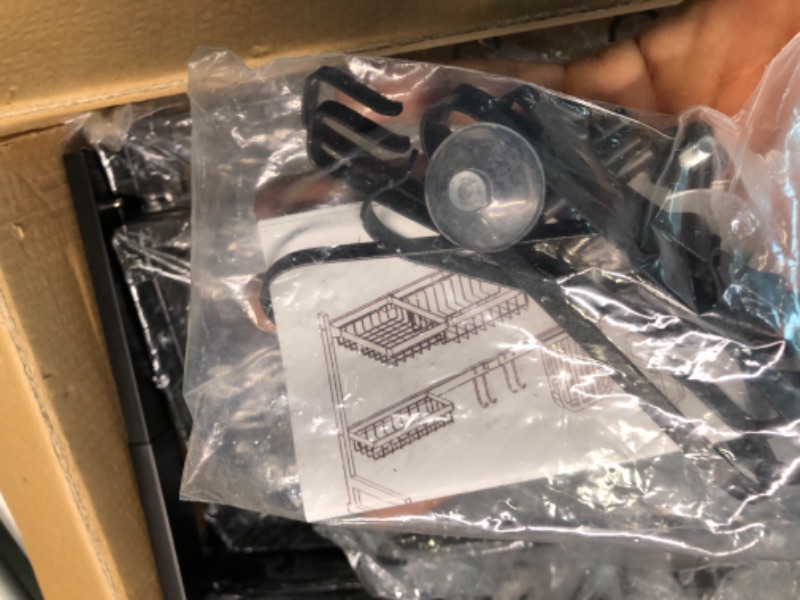 Photo 2 of MERRYBOX Over The Sink Dish Drying Rack (33.4"-41.3") Large Upgraded 2 Tier Length & Height Adjustable Stainless Steel Dishes Drainer for Kitchen Counter Space Saving Storage Organizer, Black 2 Tier - Adjustable Height & Length