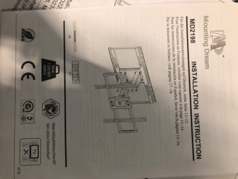 Photo 4 of Mounting Dream TV Mount with Sliding Design for Most 42-70 Inch TVs, Easy for TV Centering on Wall, Full Motion TV Wall Mount Fi