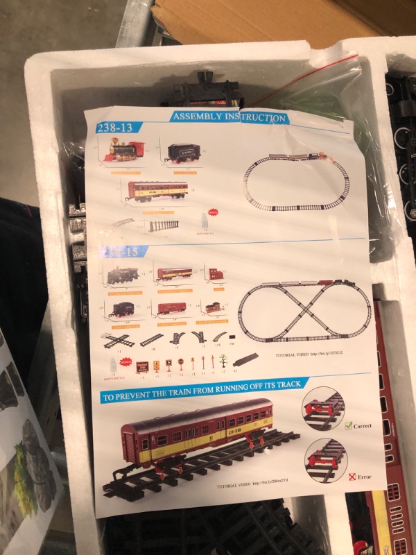 Photo 2 of Train Set with Steam, Lights & Sound for Boys and Girls, Retro Train Toy with Black Electric Steam Locomotive Engine Long Tracks for Kids, for Christmas, Birthday for Children Aged 3+