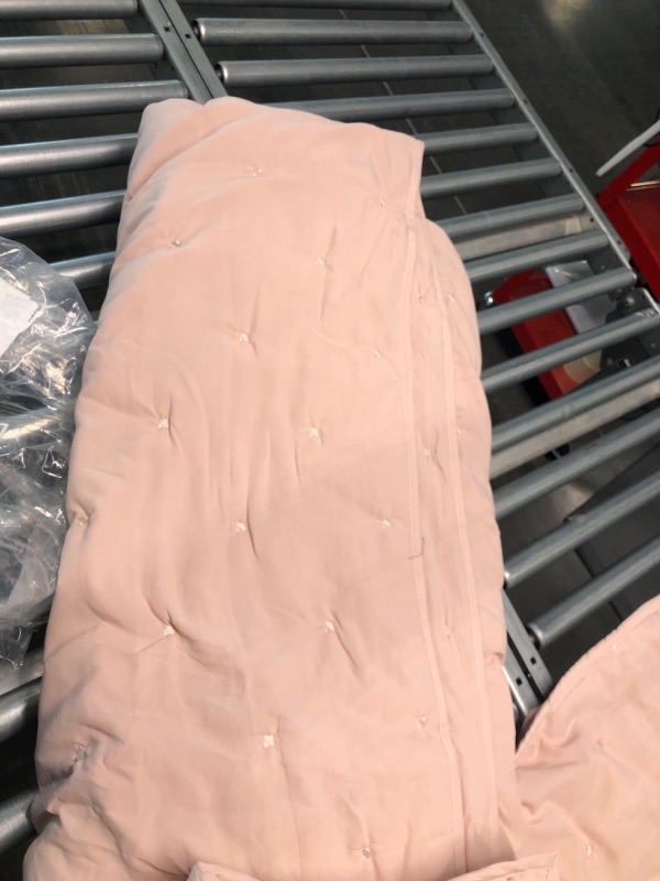 Photo 1 of BOURINA Reversible Quilt Coverlet Set Queen - Pre-Washed Microfiber Ultra Soft Lightweight Star Quilted Bedspread 3-Piece Quilt Set, Flesh Pink Flesh Pink QUEEN104x96"+20x26"x2