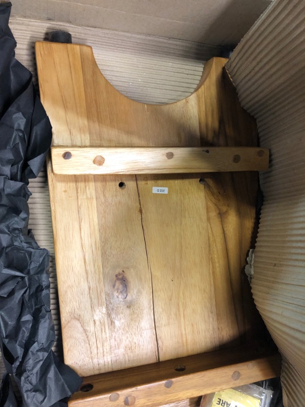 Photo 1 of EcoDecors Serenity Shower Stool Natural Teak Wood Shower Bench with Curved Seat and Shelf, 2-Tier Wooden Shower Seat Spa Stool in Earthy Teak Finish - 18 inches
