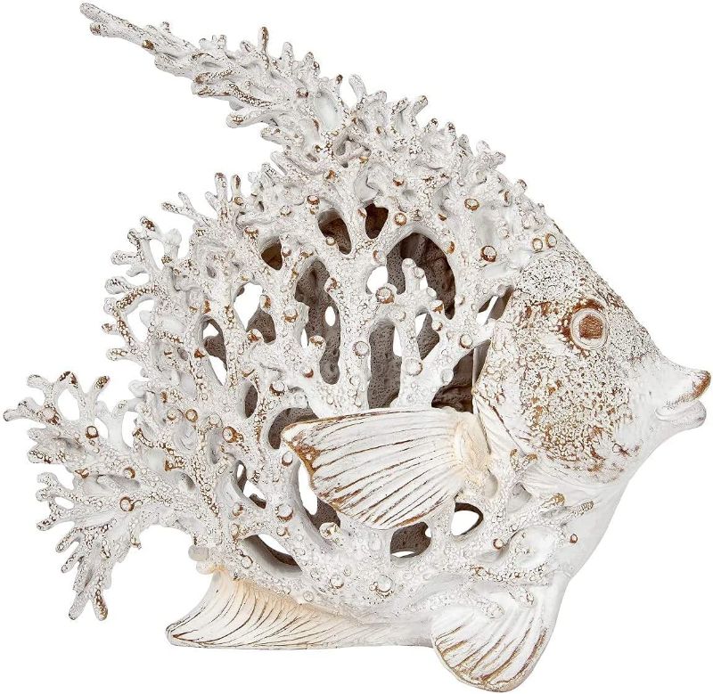 Photo 1 of Ocean Decor White Coral Reef Angelfish Beach Home Decor Coral Look Polystone Tabletop Collection
