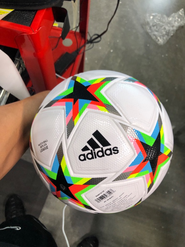 Photo 3 of adidas Unisex-Adult UCL League Ball unisex-adult White/Silver Metallic/Bright Cyan/Black 4