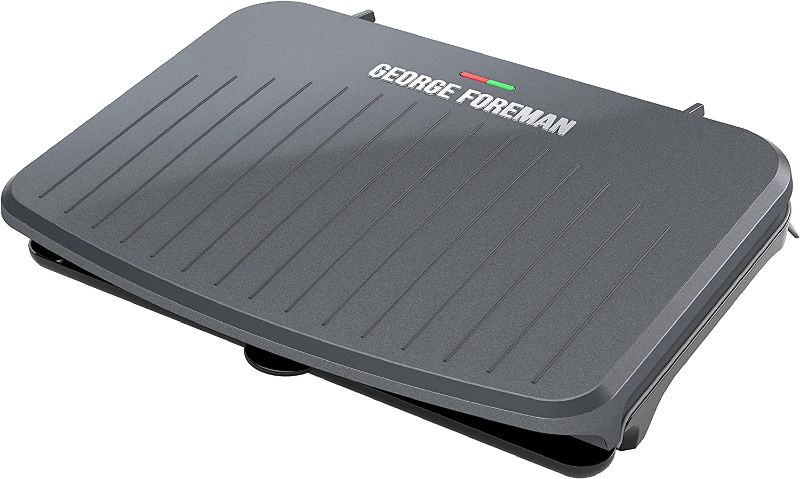 Photo 1 of George Foreman 9-Serving Classic Plate Electric Indoor Grill and Panini Press, Gray, GRS120GT
