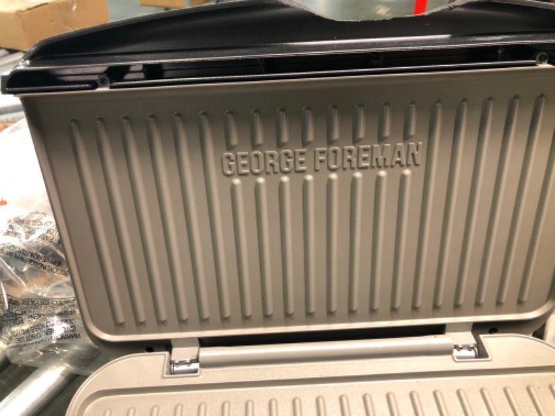 Photo 9 of George Foreman 9-Serving Classic Plate Electric Indoor Grill and Panini Press, Gray, GRS120GT
