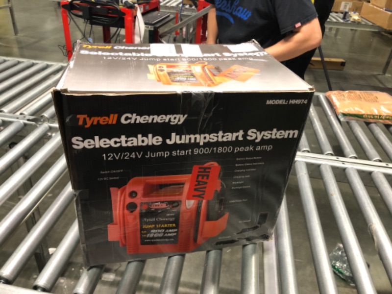 Photo 6 of Tyrell Chenergy 1800/900 Peak Amp 12V/24V Jump Starter, Truck Battery Booster Pack, and Commercial Jumper Cables,Includes DC/USB Power for Charging Phones and Tablets,Jump Box Battery Clamps HH974