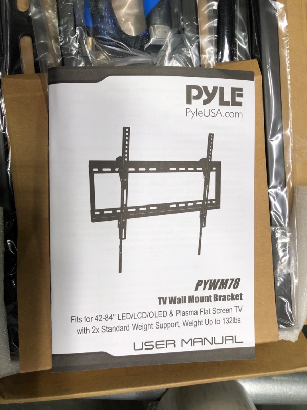 Photo 5 of Pyle Tilting Wall Mount TV Bracket - Heavy Duty Universal Flat Screen TV Wall Mount - Mounts 42-84" LED/LOLED & Plasma TV Flat Screens - Large Tilt, VESA Mounting, 132 lbs Weight Capacity PYWM78