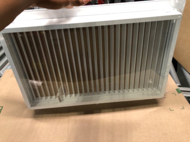 Photo 2 of 12" X 20" Aluminum Return Filter Grille - Easy Airflow - Linear Bar Grilles [Outer Dimensions: 13.75w X 21.75h] 12 X 20