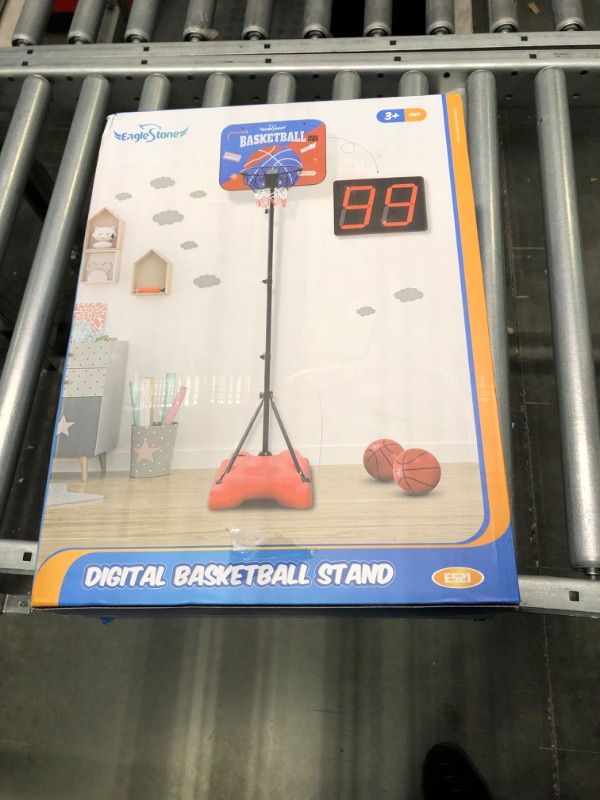 Photo 4 of EagleStone Basketball Hoop for Kids Indoor and Outdoor,Over The Door Mini Hoop for Toddlers with Electronic Scoreboard, 2 Basketballs for Boys and Gilrs blue