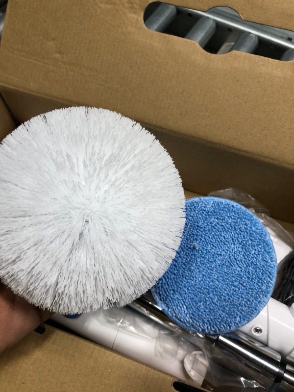 Photo 1 of Electric Spin Scrubber, IEZFIX Electric Cleaning Brush Bathroom Shower Scrubber Cleaner Brush XL10W, Power Scrubber Long Handle with 7 Replaceable Scrub Brush Heads for Tub,Floor,Tile,Grout (Blue)
