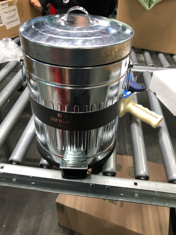 Photo 1 of BINO | Round Step Trash Can, 5 Liter / 1.3 Gallon - Galvanized Steel | Stainless Steel Bathroom Trash Can | Small Trash Can with Lid | Office Trash Can | Small Garbage Can with Lid |Metal Wastebasket