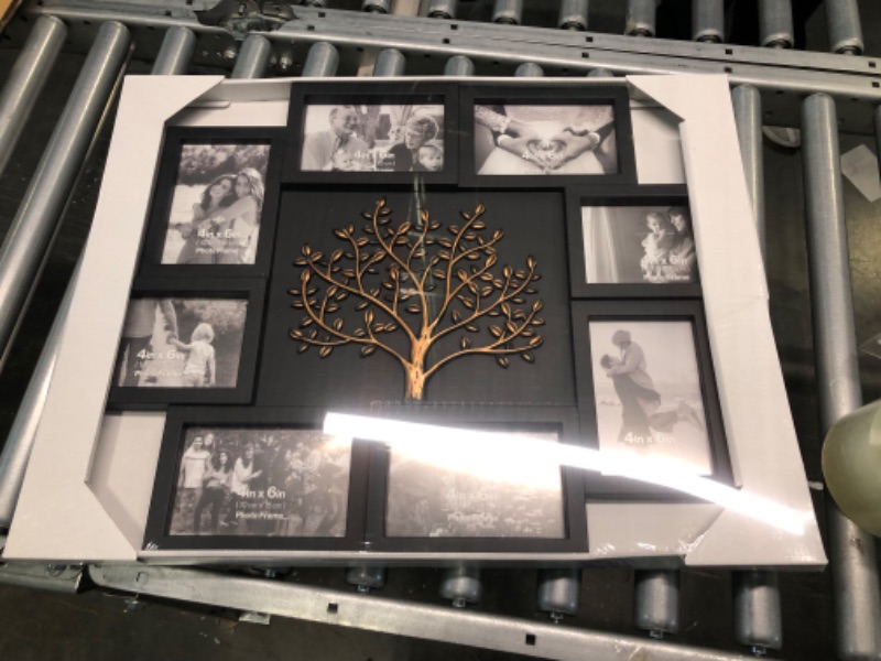 Photo 5 of Hello Laura - 4x6 Picture Frame Collage Picture Frames for Wall Display 8 Opening Photos Family Tree Photo Collage Frame with Tree Decor for Home - Black