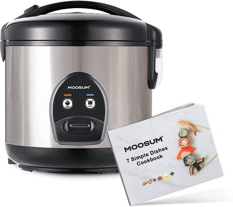 Photo 1 of MOOSUM Electric Rice Cooker with One Touch for Asian Japanese Sushi Rice, 5-cup Uncooked/10-cup Cooked, Fast&Convenient Cooker with Steamer, Stainless Steel Housing and Auto Warmer
