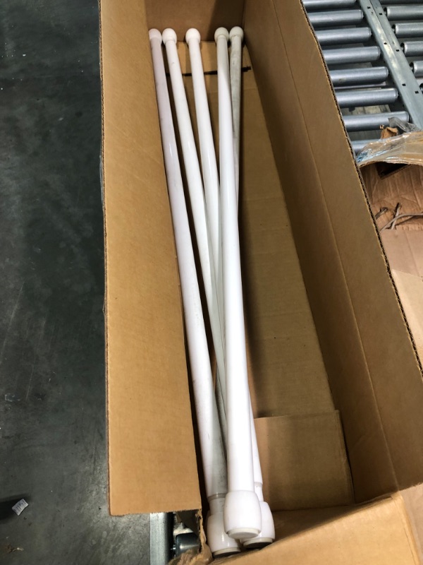 Photo 3 of 5 PC Zenna Home Neverrust Aluminum Tension Shower Rod, 48" - 76", White
