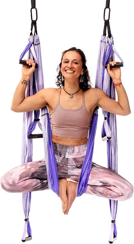 Photo 1 of YOGABODY Yoga Trapeze Pro – Yoga Inversion Swing with Free Video Series and Pose Chart, Purple
