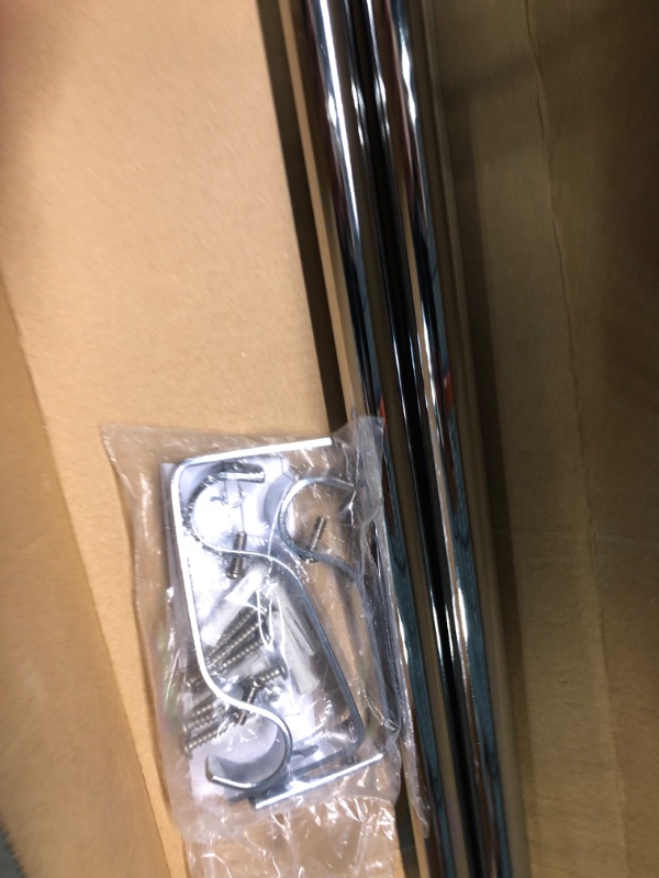 Photo 3 of 2 Pack Curtain Drapery Rod?Acrylic Square Finials Curtain Rod?3/4" Diameter Single Deorative Curtain Rod , Adjustable Length from 36 to 72 Inches Chrome 36-72"
