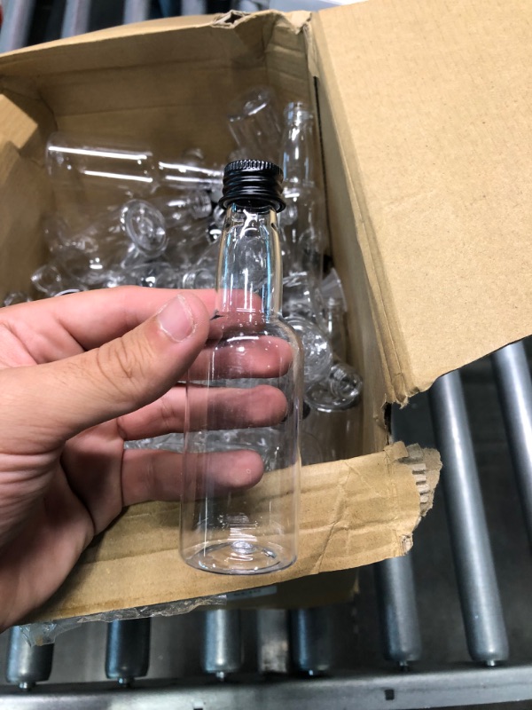 Photo 3 of 
104 Pcs Mini Liquor Bottles Plastic Empty Spirit Bottle with Black Screw Cap 