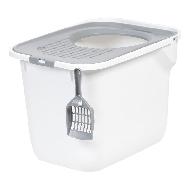 Photo 1 of  Top Entry Cat Litter Box with Scoop, White
