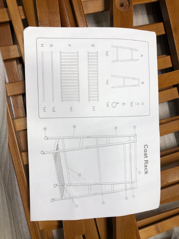 Photo 3 of Azaeahom Bamboo Clothing Rack, Garment Coat Clothes Hanging Movable Duty Rack, 5-in-1 Shoe Hat Storage Organizer Shelves for Bedroom, Entrance, Home