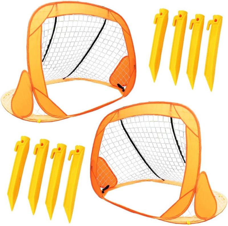 Photo 1 of Boley Small Soccer Goal Set - 2 Pack 31 in Portable Pop Up Mini Soccer Net for Backyard Sports Games, Exercise, and Play - Outdoor Soccer Training Equipment for Kids and Youth Sports
