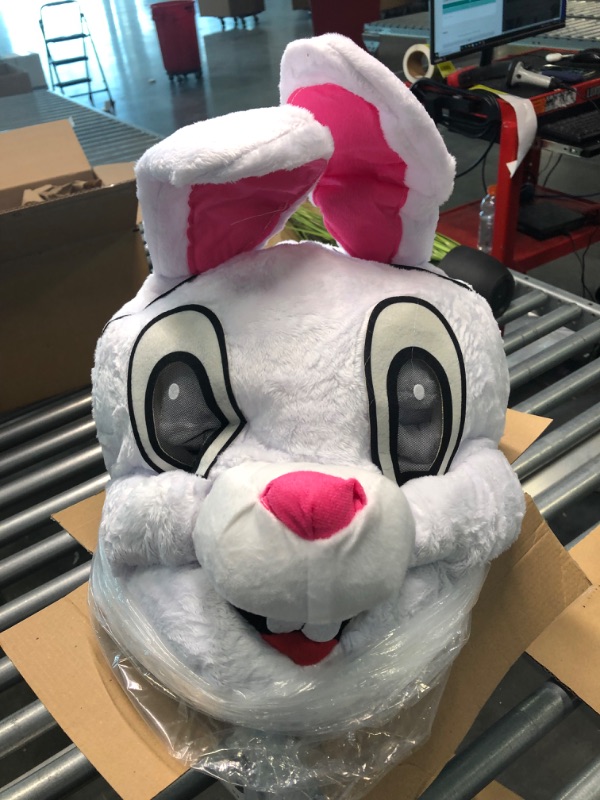 Photo 4 of Adult Plush Easter Bunny Costume Rabbit Mascot Costume Sky Blue