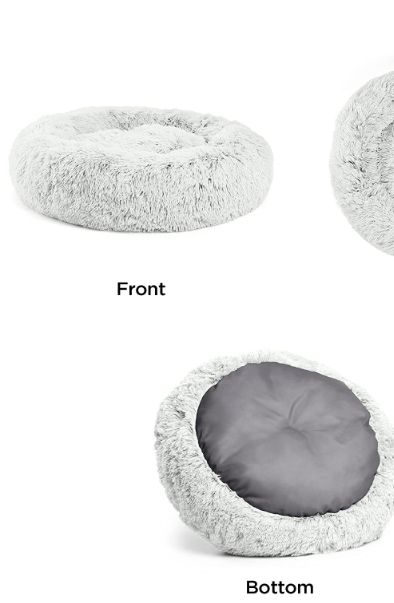 Photo 1 of Donut Cat and Dog Bed in Shag Fur Frost, Small