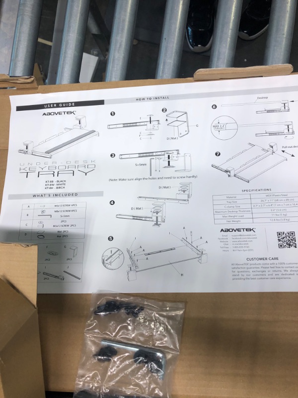 Photo 4 of AboveTEK Large Keyboard Tray Under Desk with Wrist Rest, 26.7"×11" Ergonomic Desk Computer Keyboard Stand with Sturdy C Clamp Mount System, Slide-Out Drawer Keyboard Mouse Holder for Office (Birch) KT-8H