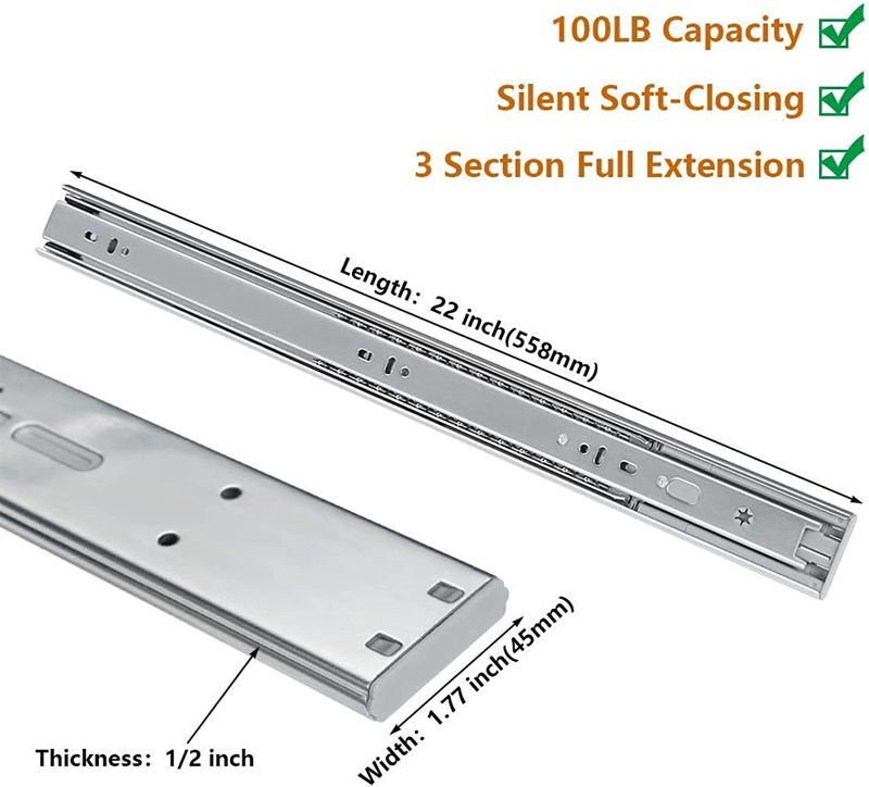 Photo 1 of 1 Pair Heavy Duty Drawer Slides 22 inch