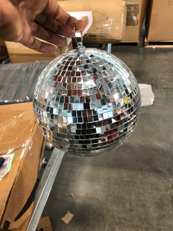 Photo 2 of Alytimes Mirror Disco Ball - 8-Inch Cool and Fun Silver Hanging Party Disco Ball –Big Party Decorations, Party Design