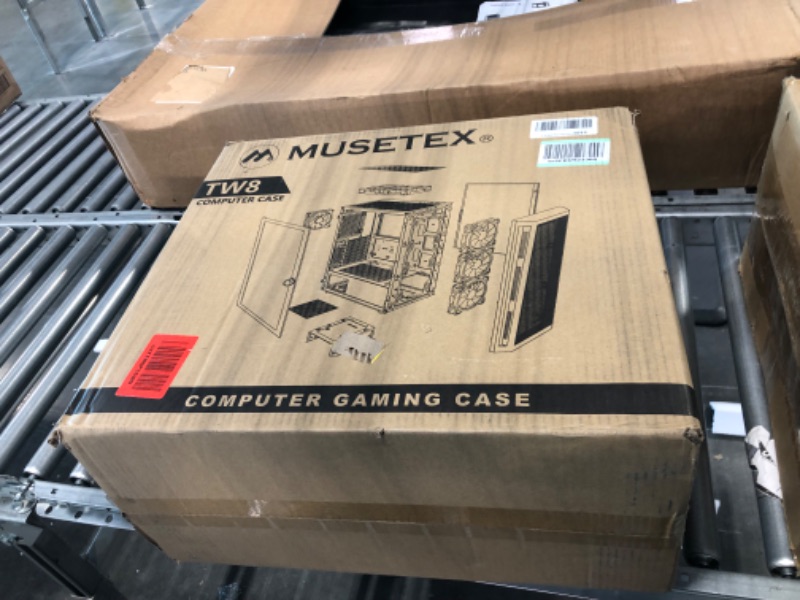 Photo 4 of MUSETEX Mid-Tower ATX PC Case Pre-Installed 6pcs 120mm ARGB Fans, Mesh Computer Gaming Case, Opening Tempered Glass Side Panels, USB 3.0 x 2, Black, TW8-S6-B