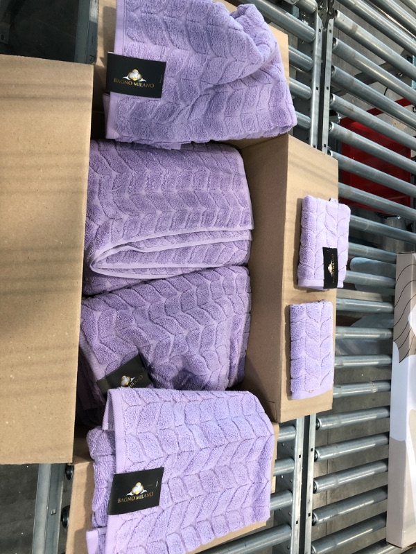 Photo 2 of BAGNO MILANO Turkish Cotton Luxury Softness Spa Hotel Towels, Quick Drying Thick and Plush Bathroom Towels (Lavender, 6 pcs Towel Set) Lavender 6 pcs Towel Set