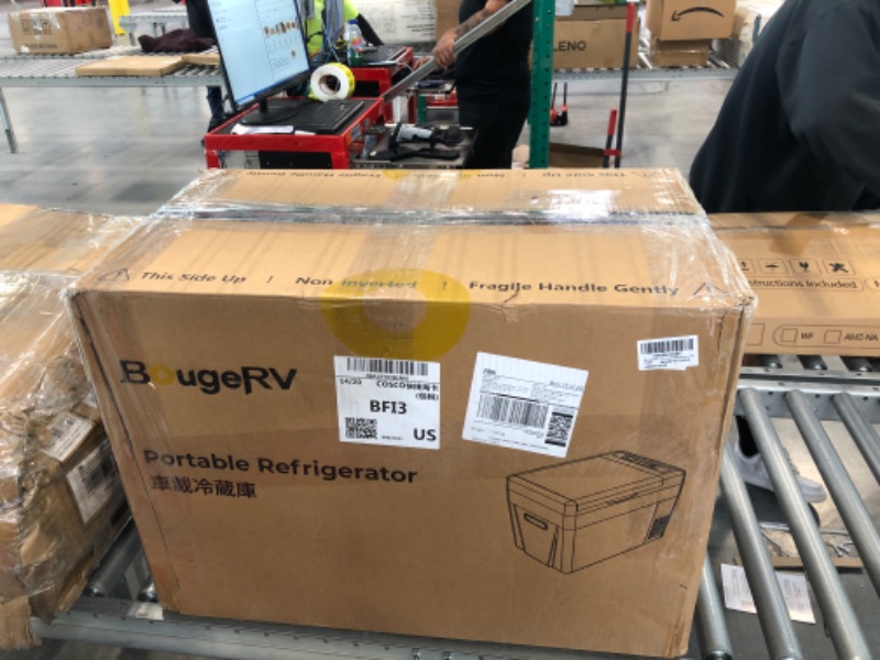 Photo 4 of BougeRV 12 Volt Refrigerator With Cover 12V Car Fridge 30 Quart Portable Freezer Compressor Cooler Compressor Freezer,12/24V DC 110~240 Volt AC,-7?~50? for Truck RV SUV Grey 30 Quart with Cover