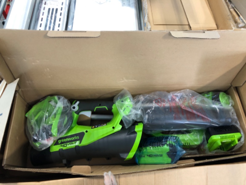 Photo 2 of Greenworks 40V Cordless String Trimmer and Leaf Blower Combo Kit, 2.0Ah Battery and Charger Included 12" Trimmer + Blower (2.0Ah)