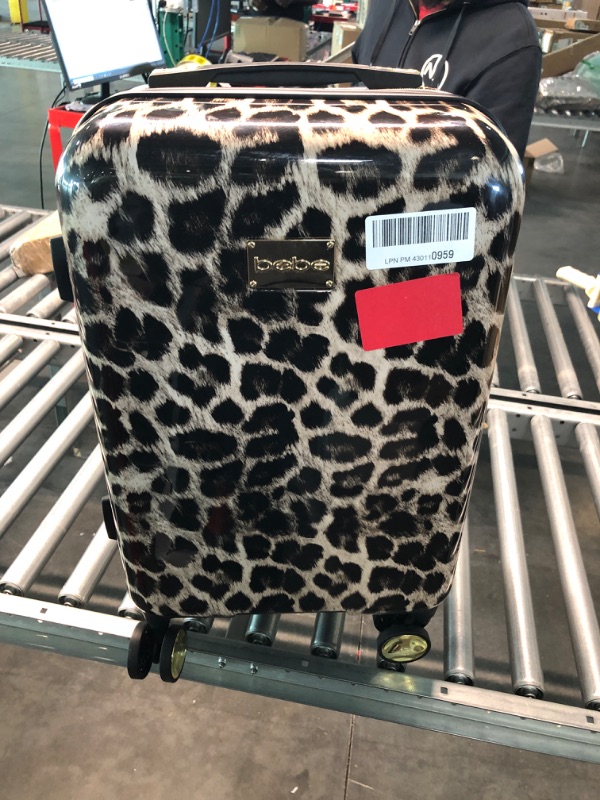 Photo 3 of BEBE Women's Adriana 21" Hardside Carry-on Spinner Luggage,Telescoping Handles, Leopard, One Size