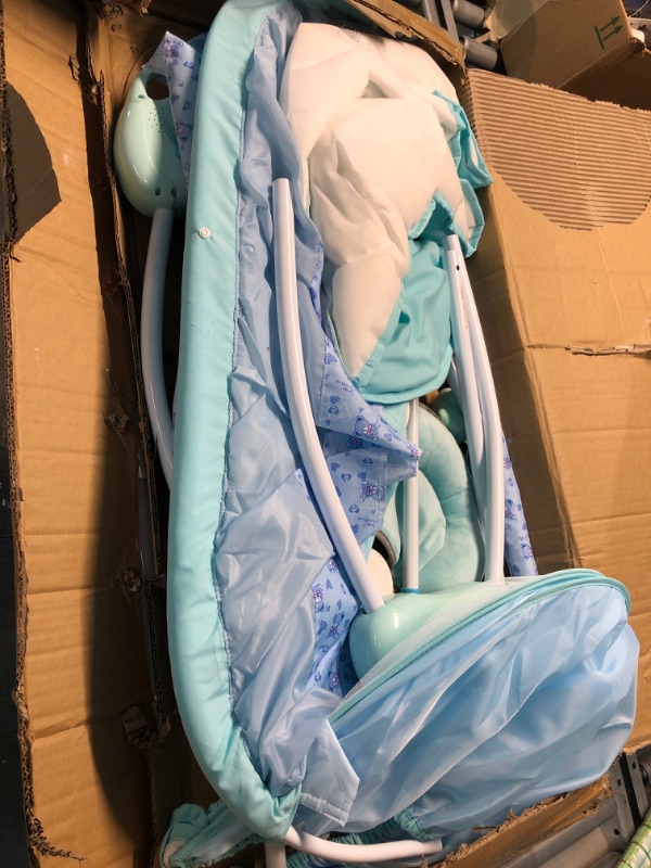 Photo 2 of LOYALHEARTDY Baby Cradle Swing 5 Speed Electric Stand Crib Auto Rocking Chair Bed with Remote Control Infant Musical Sleeping Basket for 0-18 Months Newborn Babies, Mosquito Net+Mat+Pillow (Blue)