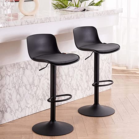 Photo 1 of Kidol & Shellder Black Bar Stools Set of 2 Easy to Assemble,Swivel Counter Stools,Adjustable Barstools Bar Height,PU Padded Seat,Loads Up to 300lbs
