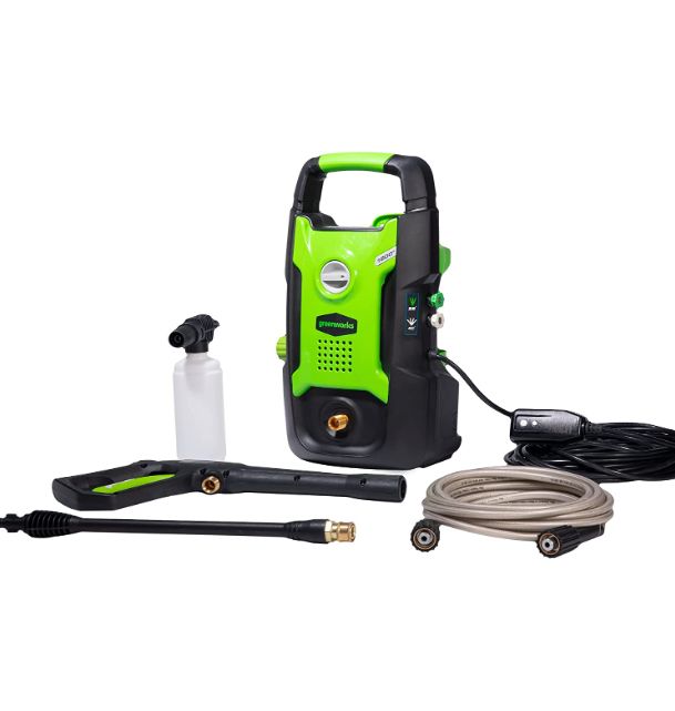 Photo 1 of Greenworks 1600 PSI (1.2 GPM) Electric Pressure Washer (Ultra Compact / Lightweight / 20 FT Hose / 35 FT Power Cord) Great For Cars, Fences, Patios, Driveways ---Missing Head Piece--