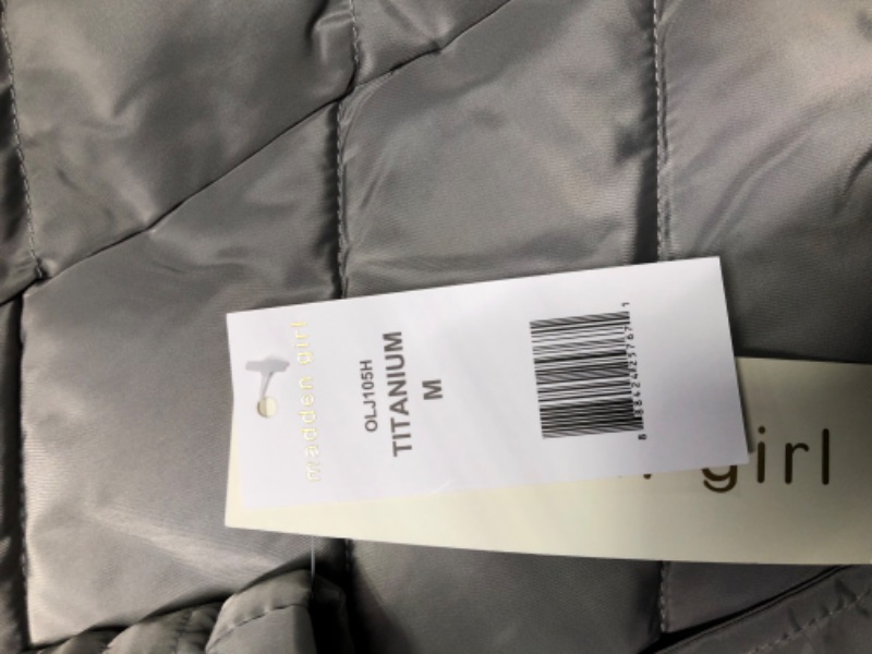 Photo 1 of Madden Girl Women's Long Maxi Puffer Titanium Medium