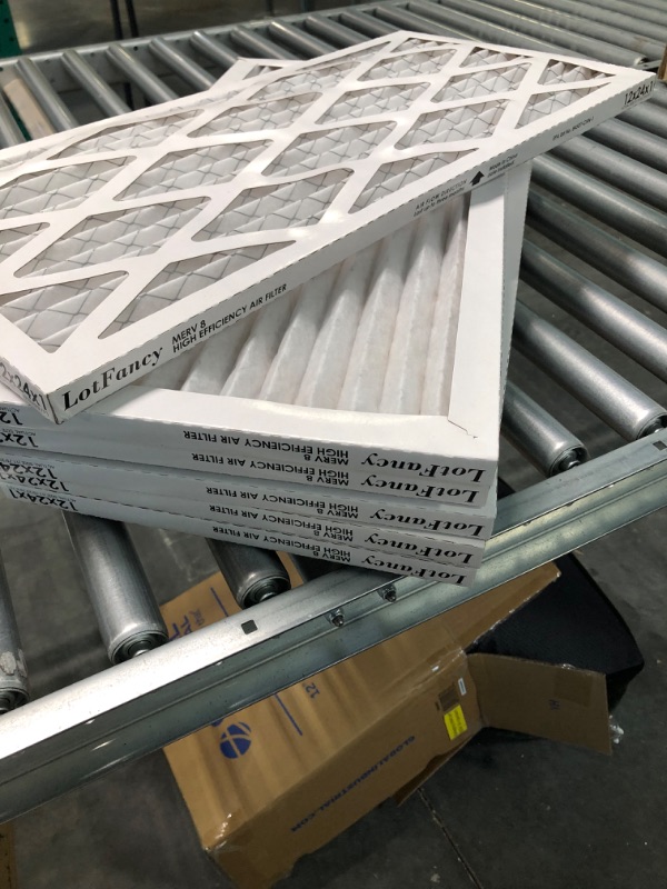 Photo 1 of LotFancy 12x24x1 Air Filters, 6 Pack, MERV 8 Pleated AC Furnace Filters, MPR 600, Air Conditioner HVAC Filter Replacement Box 1 Count (Pack of 6) 12 x 24 x 1(MERV 8)