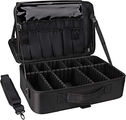 Photo 1 of Relavel Travel Makeup Train Case Makeup Cosmetic Case Organizer Portable Artist Storage Bag with Adjustable Dividers for Cosmetics Makeup Brushes Toiletry Jewelry Digital Accessories
