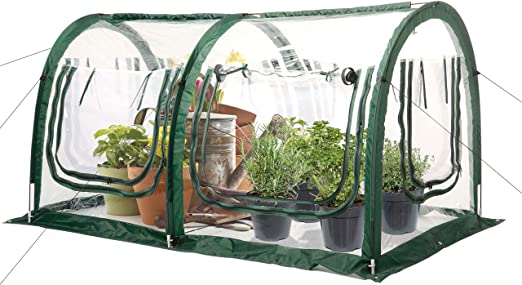 Photo 1 of Poray Pop Up Tunnel Greenhouse Garden Portable Greenhouse Gardening Flower House Plant Sunshine Room with PVC Cover for Protecting Plant from Cold Frost & Birds Insects mesh
