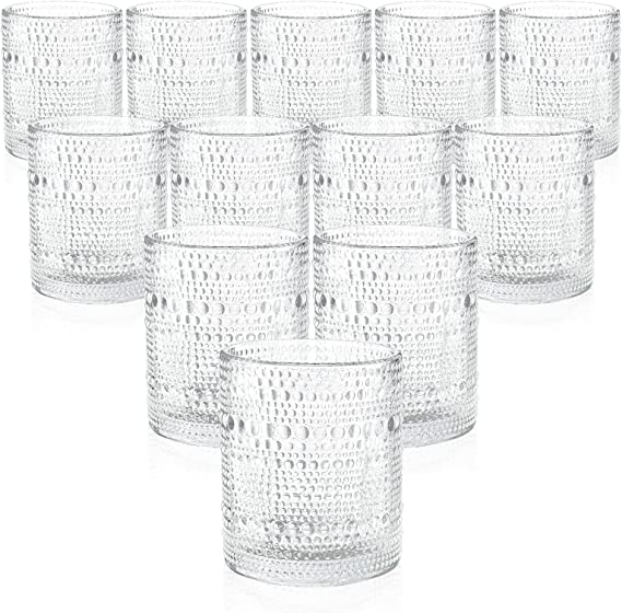 Photo 1 of 12 Pcs 13.5 Oz Vintage Drinking Glasses Hobnail Cocktail Glasses Embossed Hobnail Glassware Vintage Glass Cups Romantic Iced Beverage Tumbler for Water, Juice Beer, Whiskey, Tabletop, Bar (Clear)
