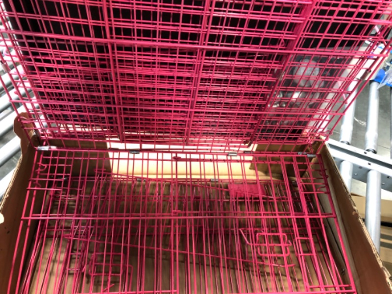 Photo 2 of Cat Cage, JONGEE Metal Cat Crate Indoor Small Pet Playpen for 1-2 Cats Ferrets with Casters Wheels and Removable Tray, 54 * 35 * 23 inches, Carnation Pink Pink-Large