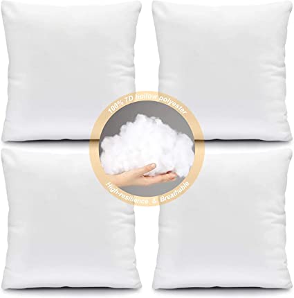 Photo 1 of Fixwal Throw Pillow Inserts Set of 4, 18 x 18 Inch Insert White Pillow Forms Soft Microfiber Filled Pillow Inserts for Decorative Pillow Covers Cushion Bed Couch and Sofa
